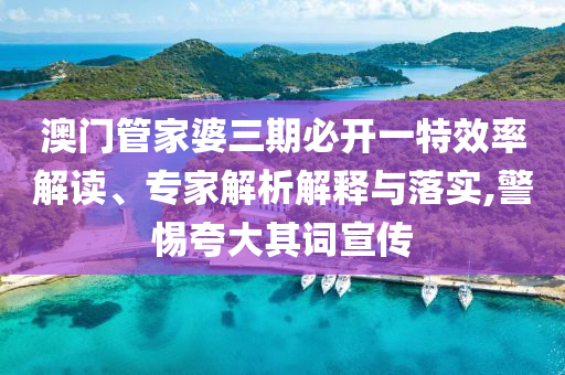 澳門管家婆三期必開一特效率解讀、專家解析解釋與落實(shí),警惕夸大其詞宣傳