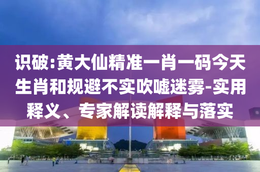 識破:黃大仙精準一肖一碼今天生肖和規(guī)避不實吹噓迷霧-實用釋義、專家解讀解釋與落實